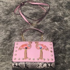 Aldo Pink & Snake Flamingo multi print purse